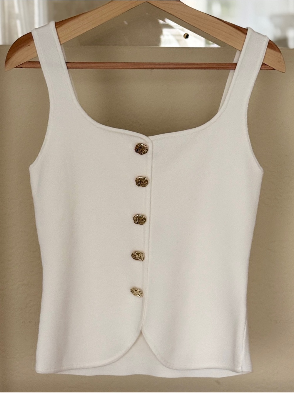 The Workshop Cream Knit Button Up Top Size Large